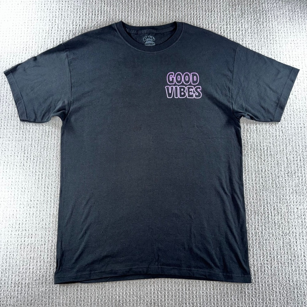 Call Your Mother Good Vibes Skeleton Hammock Black Graphic T-Shirt Mens L (NWOT)